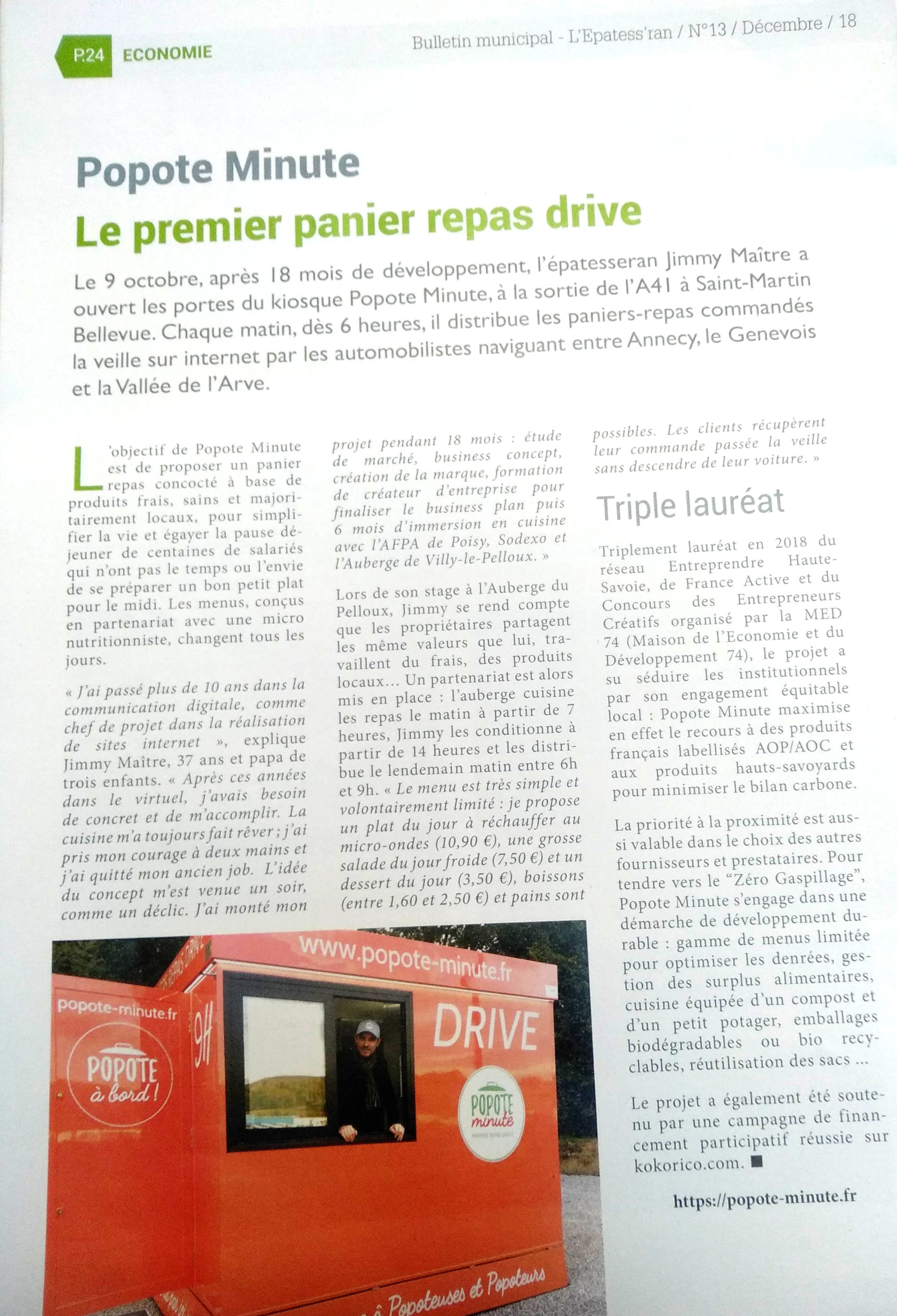 Popote Minute dans le bulletin d'Epagny Metz-Tessy
