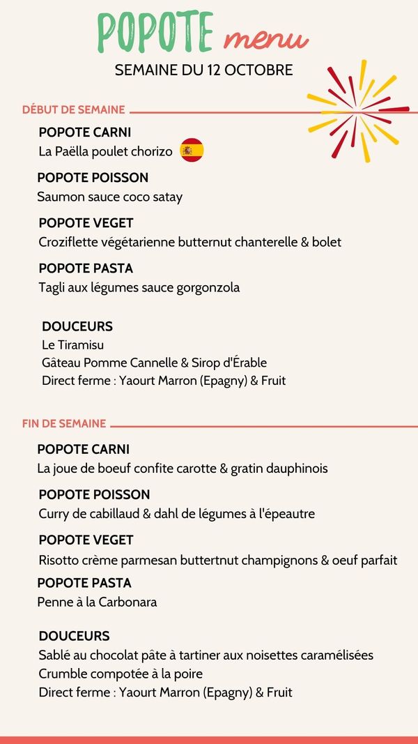 Menu plateaux repas annecy semaine 12 octobre 2026