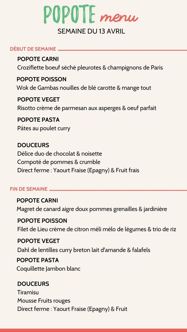Menu plateaux repas annecy semaine 13 avril 2026