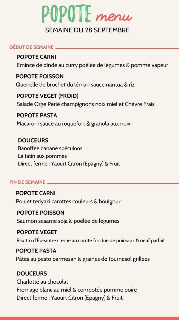 Menu plateaux repas annecy semaine 28 sept 2026