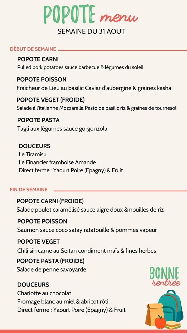 Menu plateaux repas annecy semaine 24 aout 2026