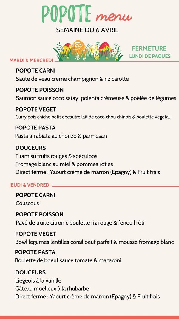 Menu plateaux repas annecy semaine 6 avril 2026