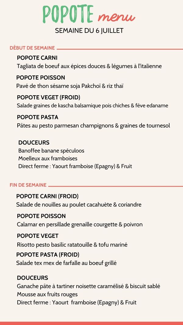 Menu plateaux repas annecy semaine 6 juillet 2026